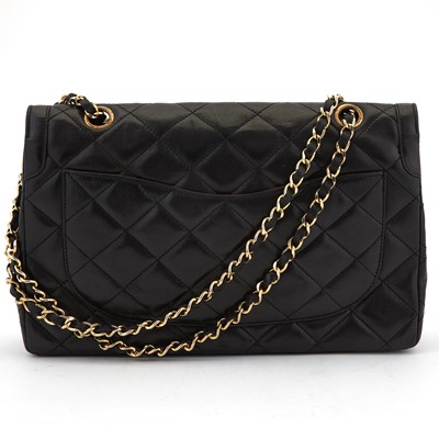 Lot 1237 - Chanel Quilted Black Lambskin Double Flap Bag