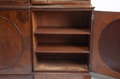 Lot 361 - George III Mahogany Breakfront Bookcase Cabinet