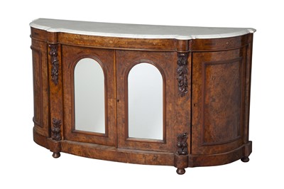Lot 416 - Continental Inlaid Burlwood and Marble Top Credenza