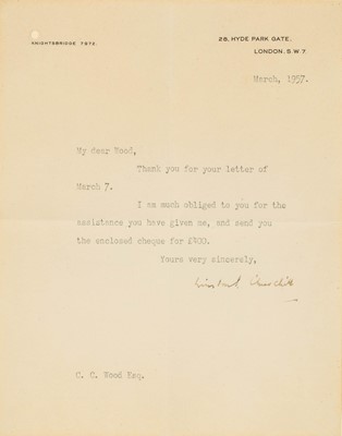 Lot 306 - A letter from Churchill to his proofreader