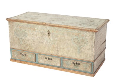 Lot 245 - Paint-Decorated Yellow Pine Dower Chest