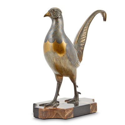 Lot 517 - French Art Deco  Gilt and Patinated Spelter Figure of a  Pheasant