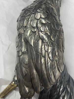 Lot 510 - Japanese Silvered Bronze Okimono of a Cockerel