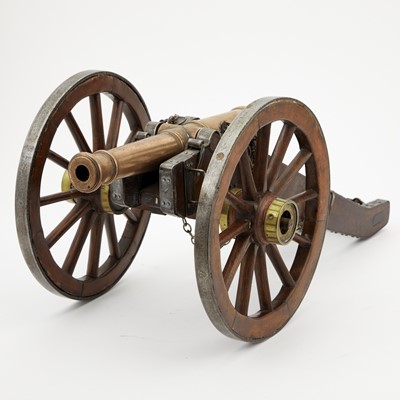 Lot 503 - Group of Four Brass, Copper, Steel or Bronze and Wood Models of Canons
