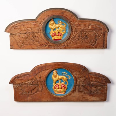Lot 501 - Pair of Carved and Painted Oak Boat Stern Board Signs