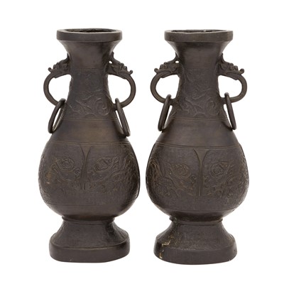 Lot 530 - A Pair of Chinese Bronze Vases