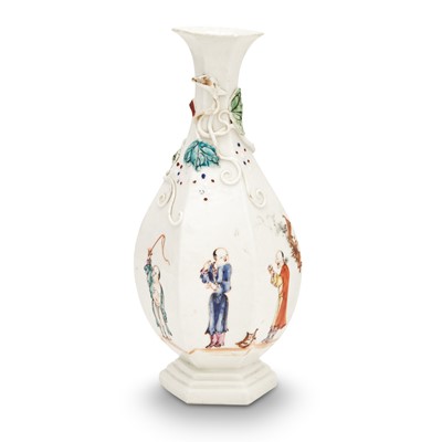 Lot 682 - A Chinese Famille Rose Cream Glazed Porcelain Bottle Vase