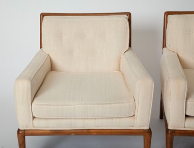 Lot 174 - Pair of T.H. Robsjohn Gibbings for Widdicomb Upholstered Walnut Lounge Chairs