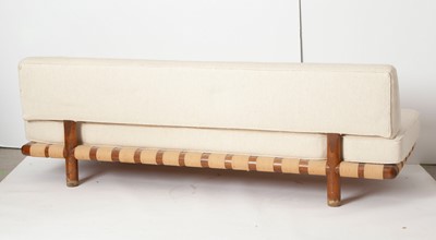 Lot 173 - T.H. Robsjohn Gibbings for Widdicomb Upholstered Walnut Model 1711 Sofa