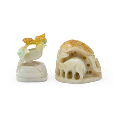Lot 448 - Two Chinese Jade Finials