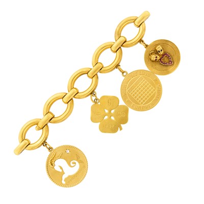 Lot 2136 - Gold Charm Bracelet Fragment