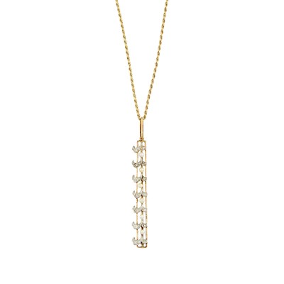 Lot 2050 - Gold, Platinum, Diamond and Pearl Pendant with Chain Necklace