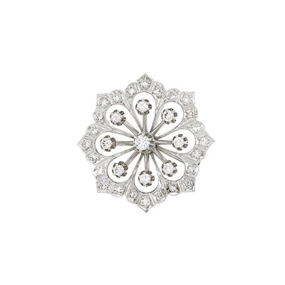 Lot 2113 - White Gold and Diamond Pendant-Brooch