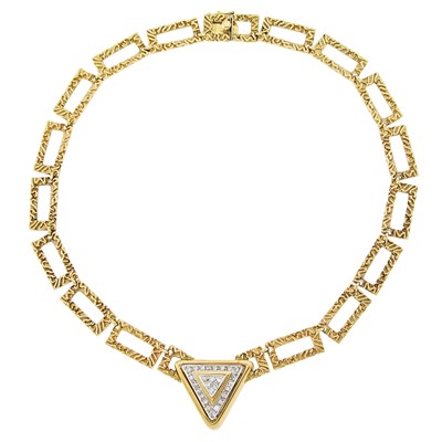 Lot 2212 - Two-Color Gold and Diamond Necklace