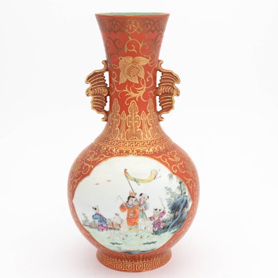 Lot 260 - A Chinese Enameled Porcelain Bottle Vase