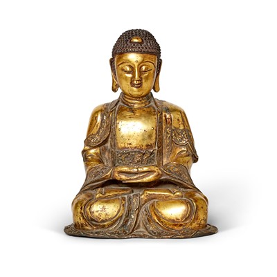 Lot 547 - A Large Chinese Gilt Bronze Seated Buddha