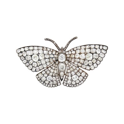 Lot 167 - Antique Silver, Gold and Diamond Butterfly Brooch