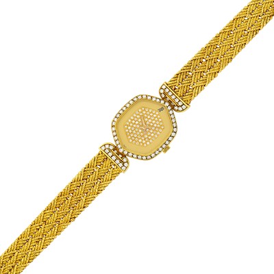 Lot 27 - Audemars Piguet Triple Strand Gold and Diamond Mesh Wristwatch