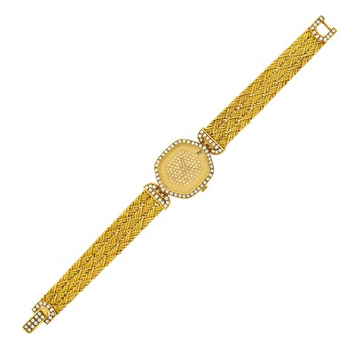 Lot 27 - Audemars Piguet Triple Strand Gold and Diamond Mesh Wristwatch