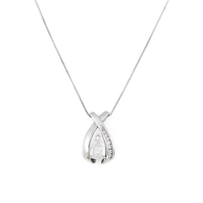 Lot 2271 - White Gold and Diamond Pendant with Chain Necklace