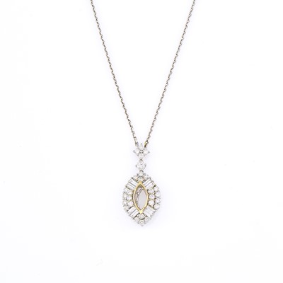 Lot 2107 - White Gold and Diamond Pendant with Chain Necklace