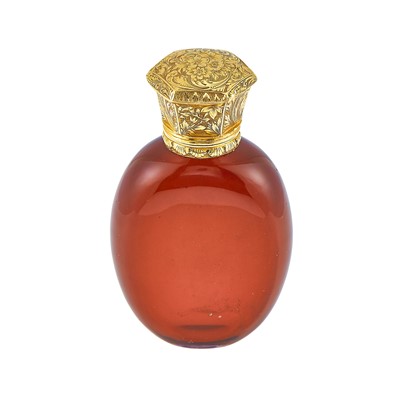 Lot 2075 - Gold and Red Glass Perfume Bottle