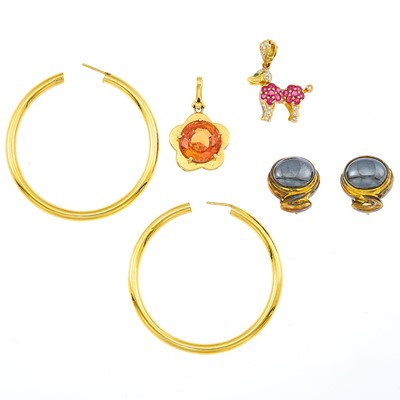 Lot 2025 - Group of Gold, Silver-Gilt, Hematite and Gem-Set Jewelry