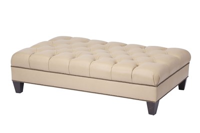 Lot 353 - Contemporary Cream Leather Tufted Upholstered Ottoman