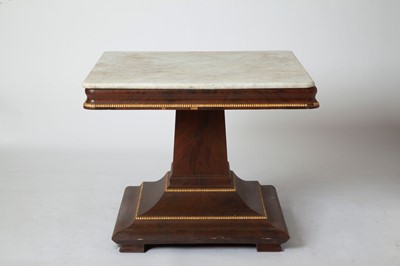 Lot 406 - Art Deco Style Marble Top Parcel-Gilt Mahogany Center Table