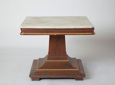 Lot 365 - Art Deco Style Marble Top Parcel-Gilt Mahogany Center Table