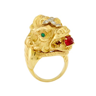 Lot 2155 - Gold, Gem-Set and Diamond Dragon Ring