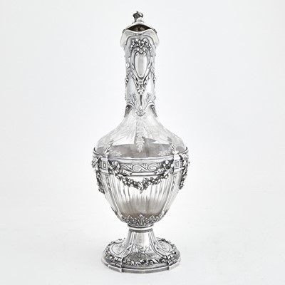 Lot 116 - French Silver Mounted Etched Glass Claret Jug