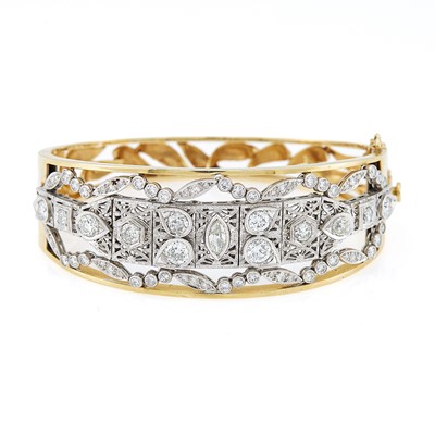 Lot 2112 - Gold, Platinum and Diamond Bangle Bracelet