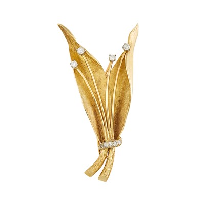 Lot 2227 - Gold and Diamond Clip-Brooch