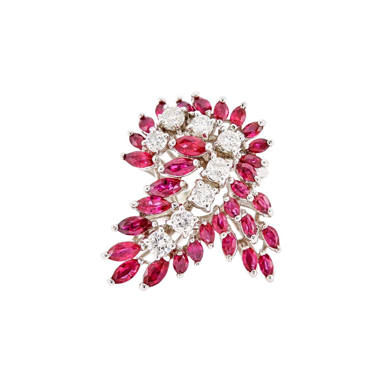 Lot 1273 - White Gold, Diamond and Ruby Ring