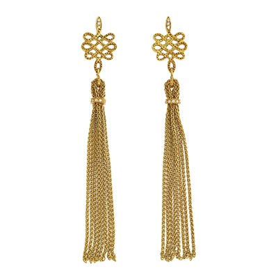 Lot 2029 - H. Stern Pair of Gold and Diamond Fringe Earrings