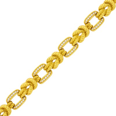 Lot 1179 - Gold and Diamond Link Bracelet