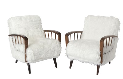 Lot 208 - Pair of Italian Upholstered Beechwood Armchairs