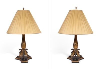 Lot 342 - Pair of Neo-Grèc Style Gilt and Patinated Metal Table Lamps