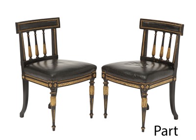 Lot 236 - Four Continental Ebonized and Parcel Gilt Side Chairs