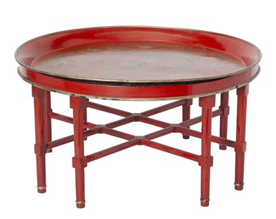 Lot 228 - Italian Red Painted Round Low Tray Table