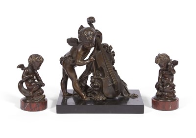 Lot 332 - Three Patinated Bronze Figures of Cupids