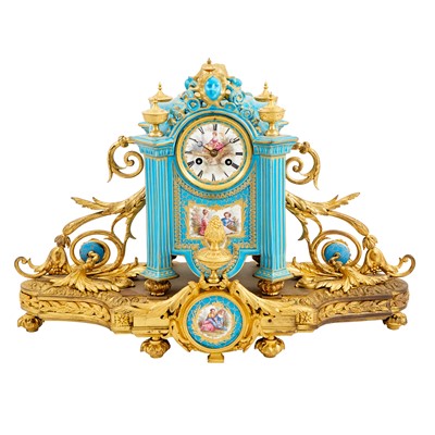 Lot 378 - Louis XVI Style Gilt-Bronze Mounted Sèvres Style Porcelain Clock