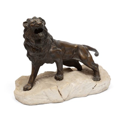 Lot 256 - Roaring Lion Bronze Sculpture