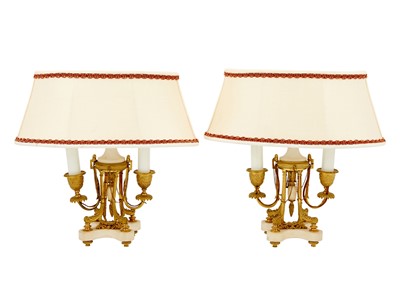 Lot 326 - Pair of Gilt Bronze and Marble Lamps