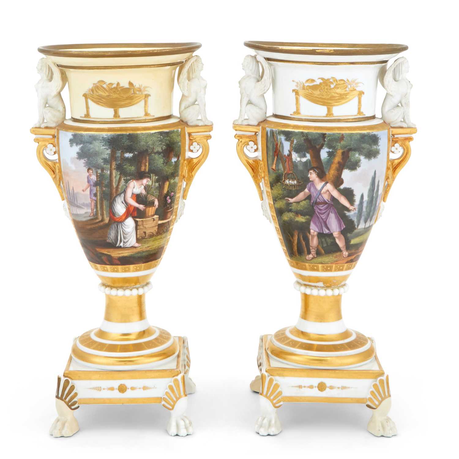 Lot 250 - Pair of Paris Porcelain Urns