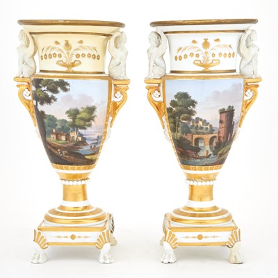 Lot 250 - Pair of Paris Porcelain Urns