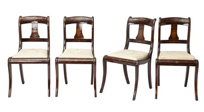 Lot 281 - Set of Eight North European Mahogany and Marquetry  Dining Chairs