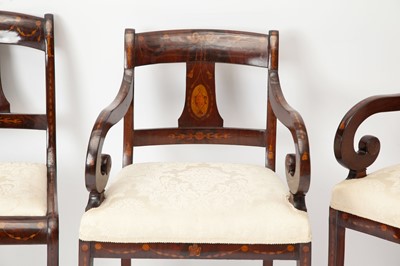 Lot 281 - Set of Eight North European Mahogany and Marquetry  Dining Chairs