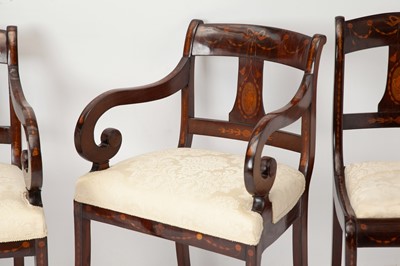 Lot 281 - Set of Eight North European Mahogany and Marquetry  Dining Chairs